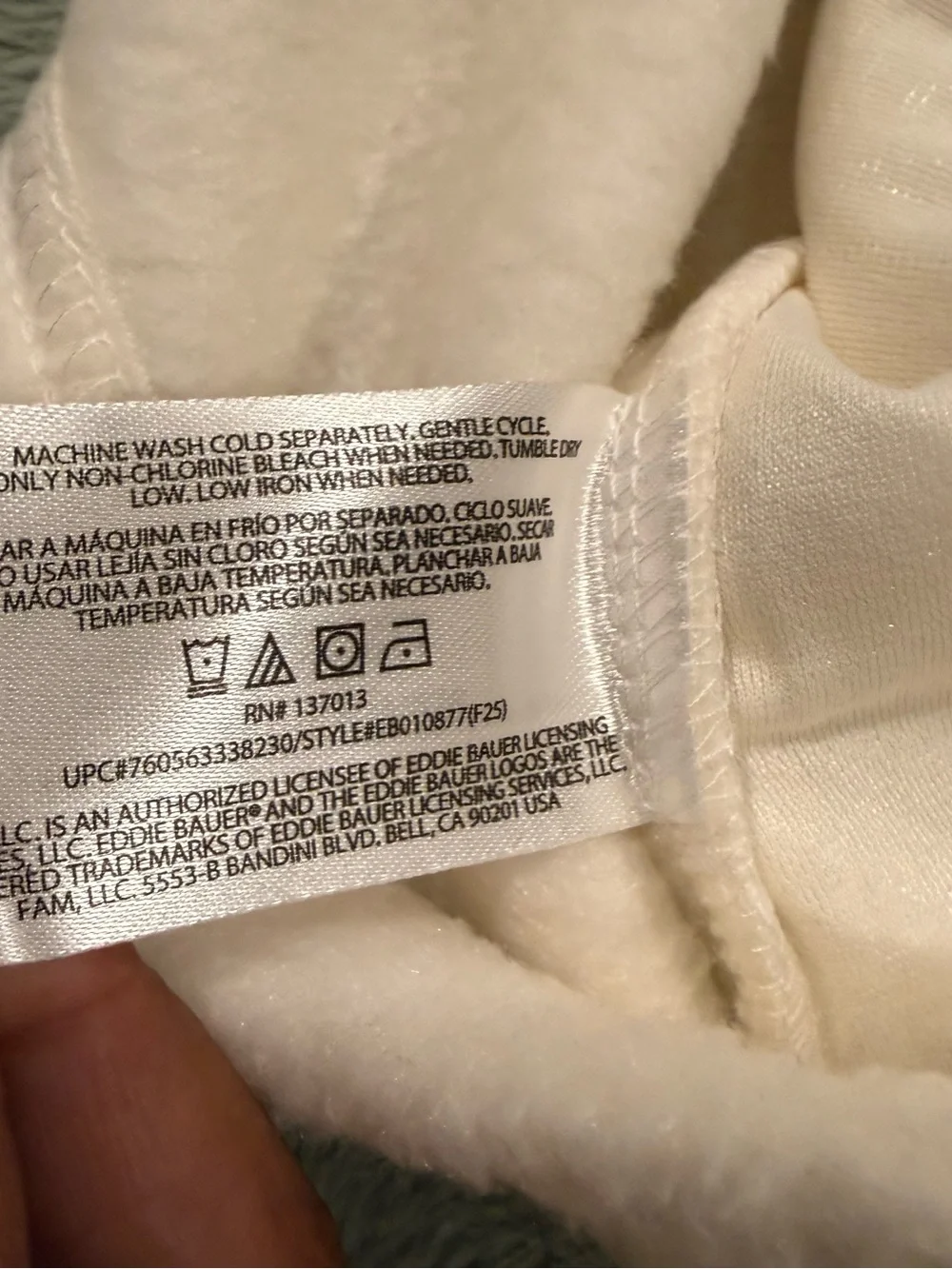 Eddie Bauer Women’s Mixed Media Fleece Jacket Cream Large NWT Full Zip